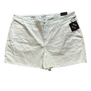 Ava & Viv White High Rise Midi Denim Shorts